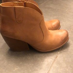 Tan leather booties